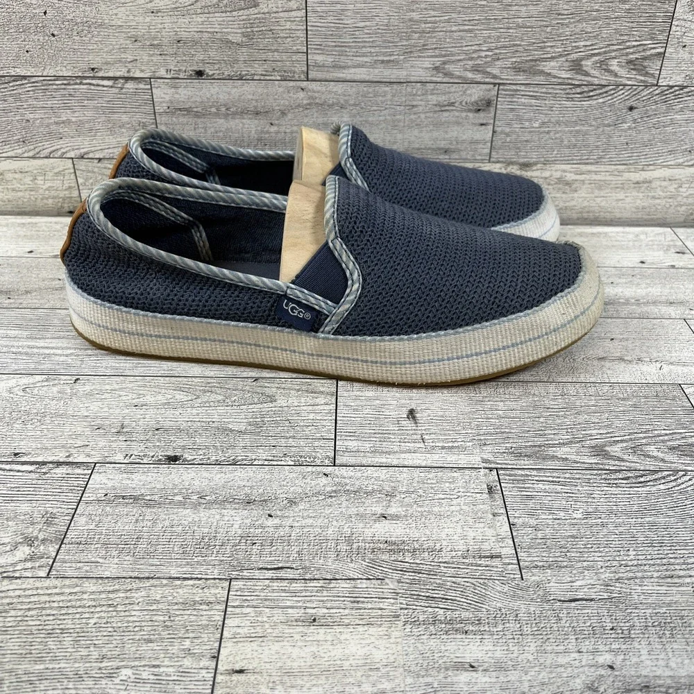 UGG Blue‎ White Canvas Slip On Loafers 1102804 Women Size 7